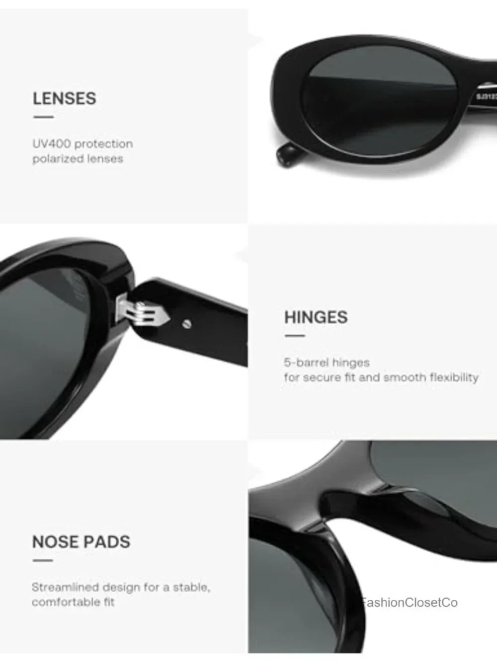 Oval Polarized Sunglasses Acetate Frame UV Protective Shades